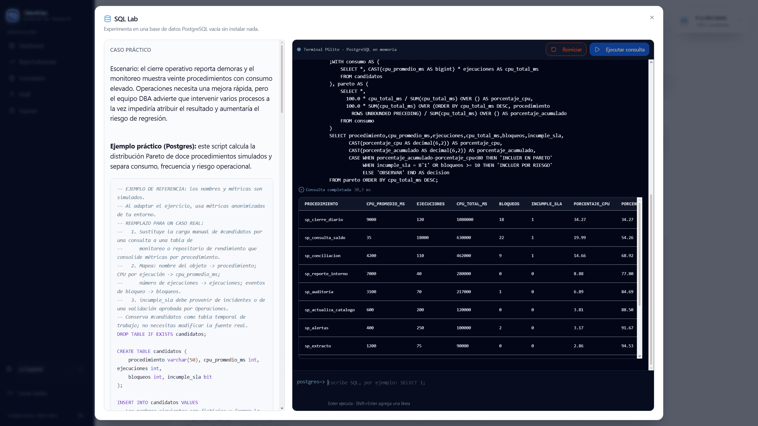 SQL Lab interactivo en TalentOps